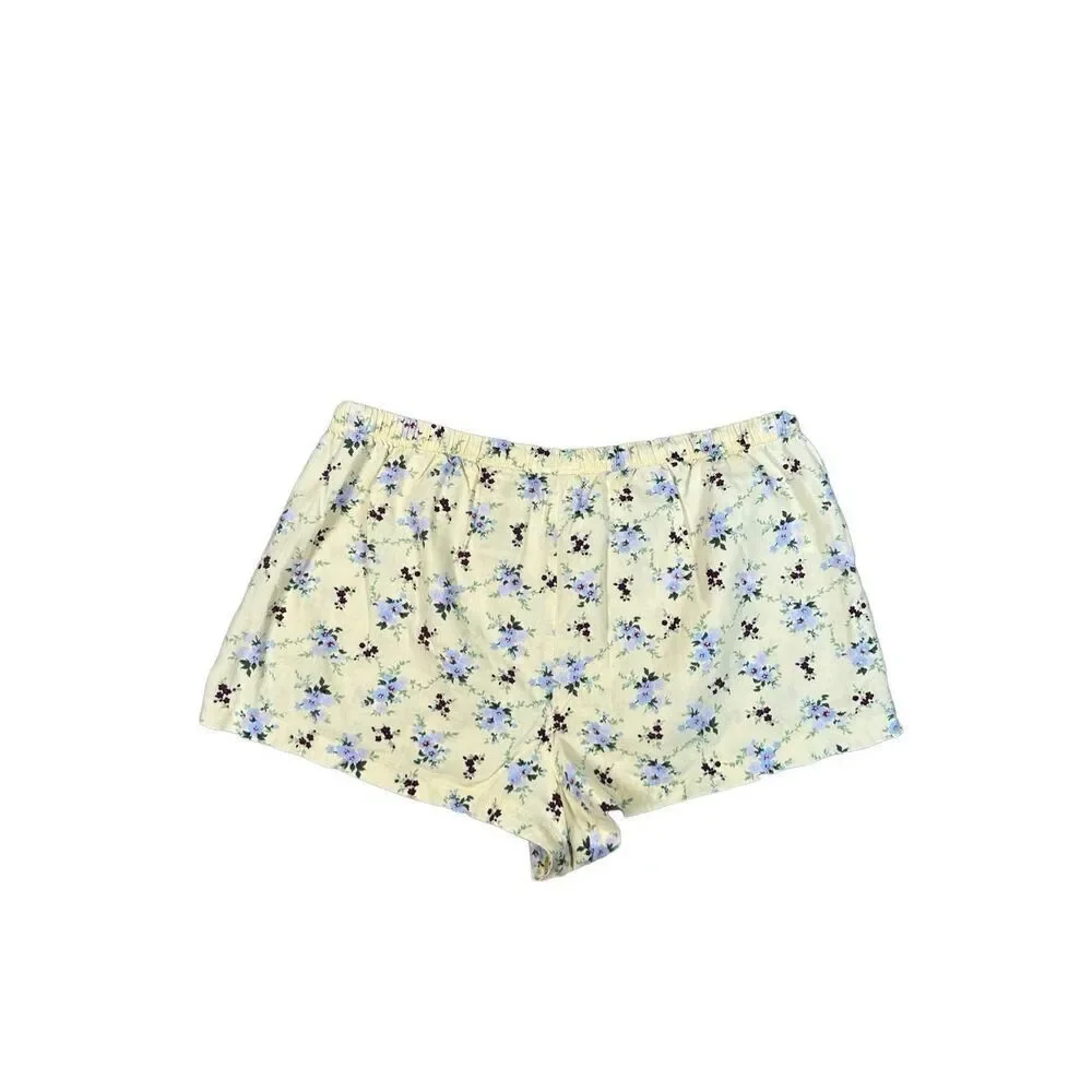 vintage y2k american eagle pj loungewear shorts yellow floral cotton S coquette